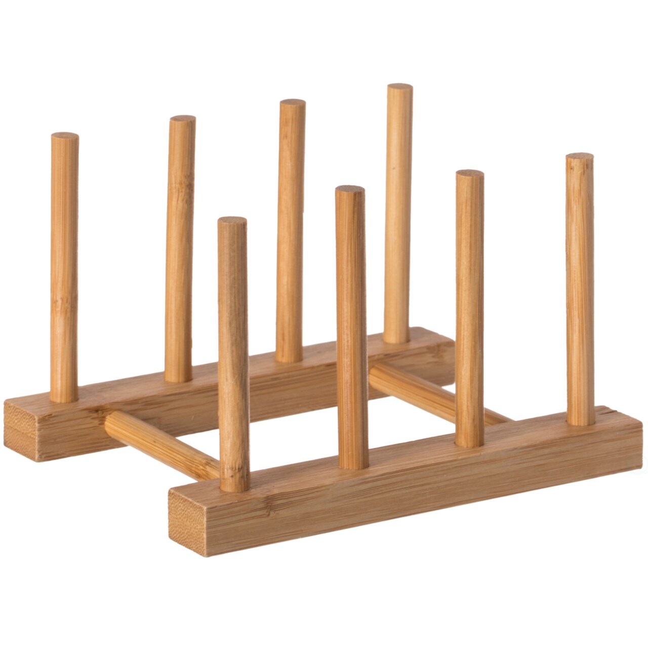 Basicwise Set of 2 Bamboo Wooden Dish Drainer Rack, Plate Rack, And Drying  Drainer